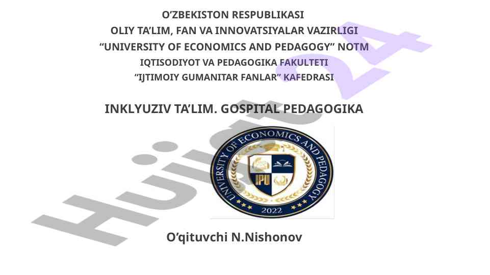 Inklyuziv ta’limning huquqiy asoslari
