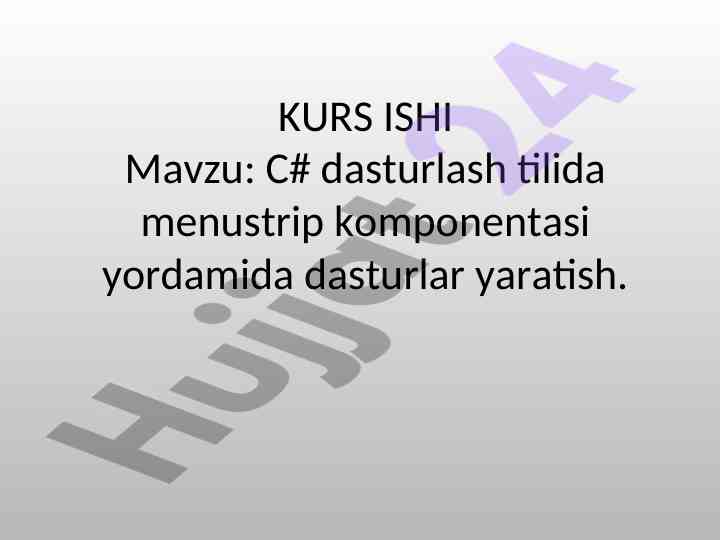 C# dasturlash tilida menustrip komponentasi yordami
