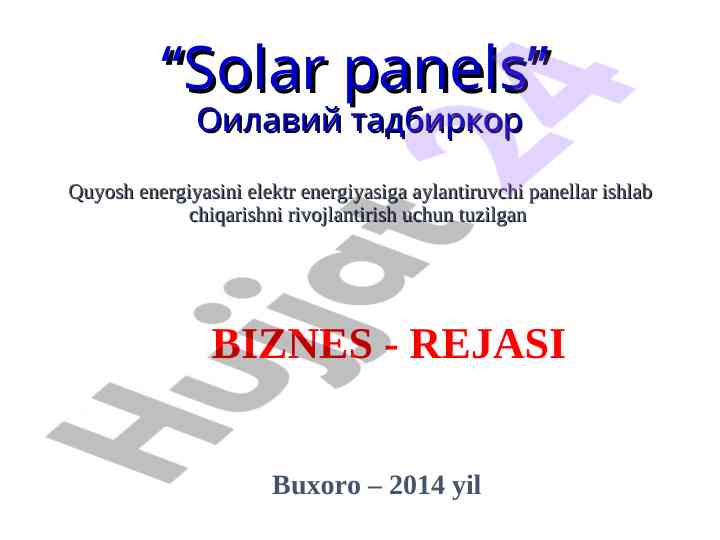 Quyosh energiyasini elektrga aylantiruvchi panellar