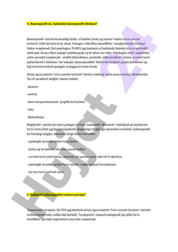 Balanopostit: klinika va belgilari balalarda