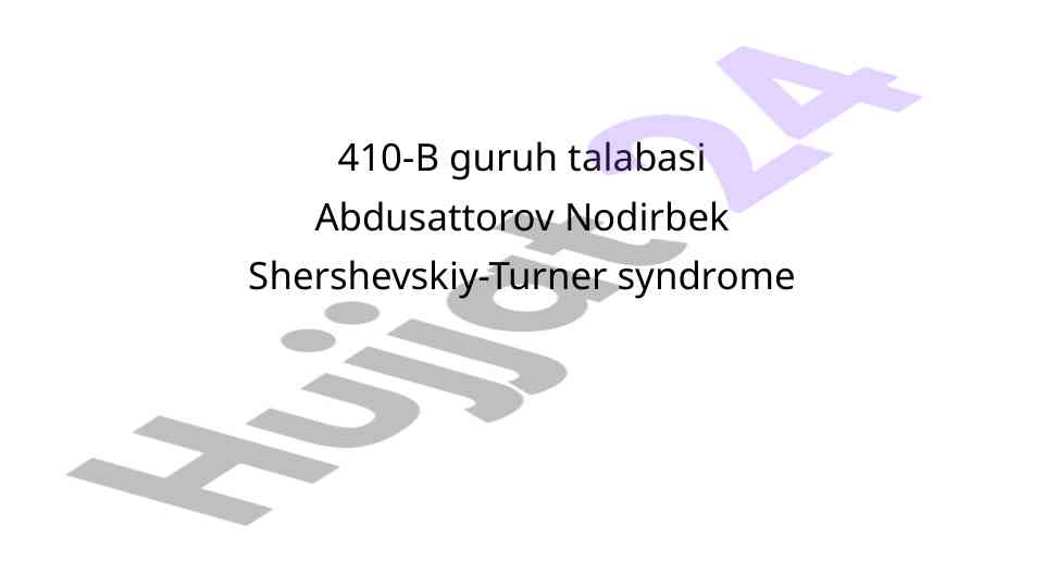 Shershevskiy-turner syndromi tadqiqoti