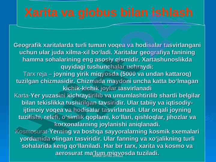 Geografik xaritalarda voqea va hodisalar tashlifi