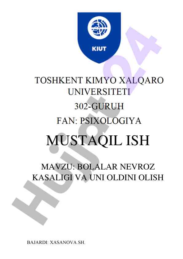 Bolalar nevroz kasalligi va uni oldini olish