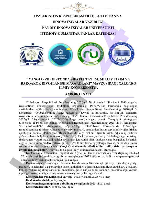Yang uzbekistan ta'limi mustaqil rivojlanish maqsadlari