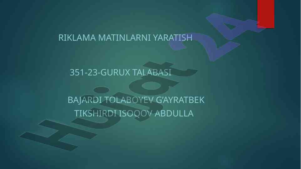 Riklama matinlarini yaratish haqida tadqiqot
