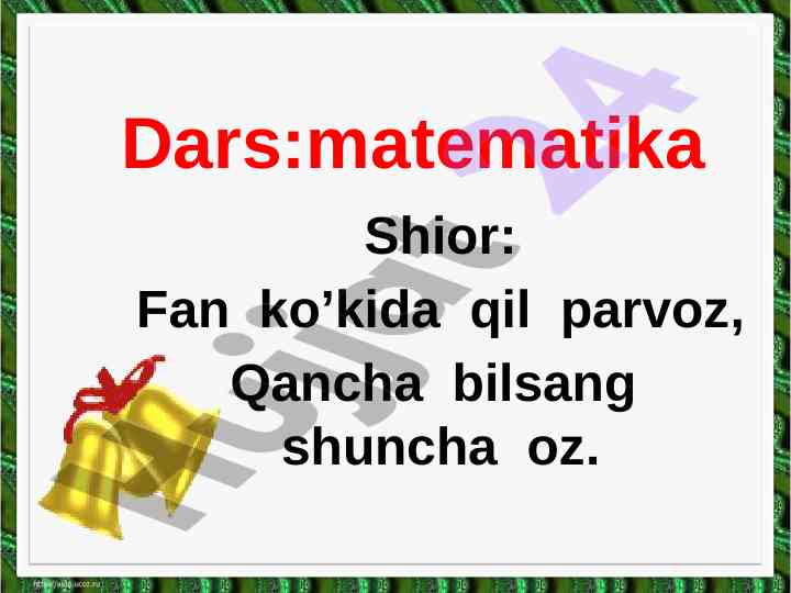 Matematika darsida mustaqillikni mustahkamlash