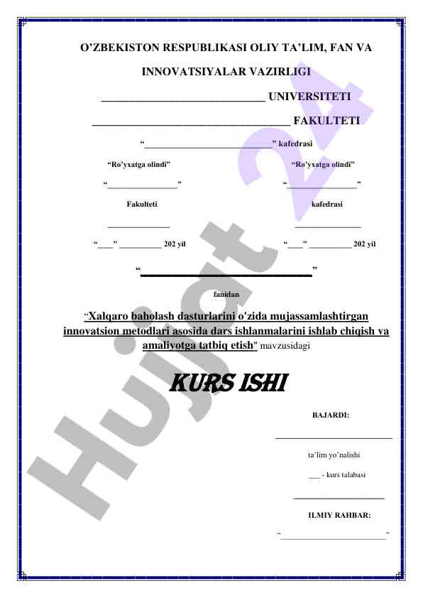 Xalqaro baholash dasturlarining innovatsion metodlari