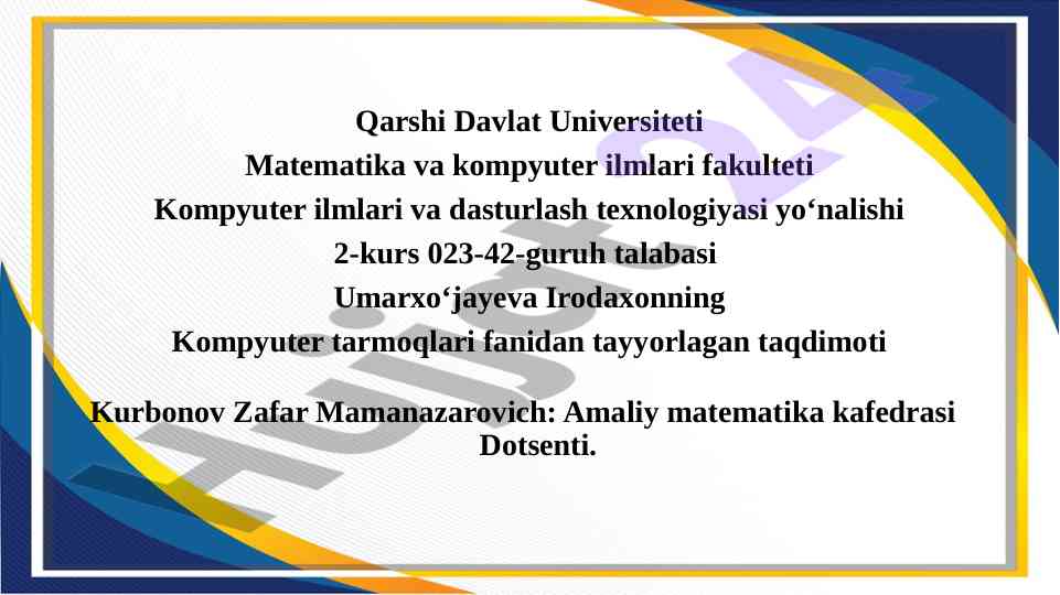 Internetda adreslash tizimi taqdimoti
