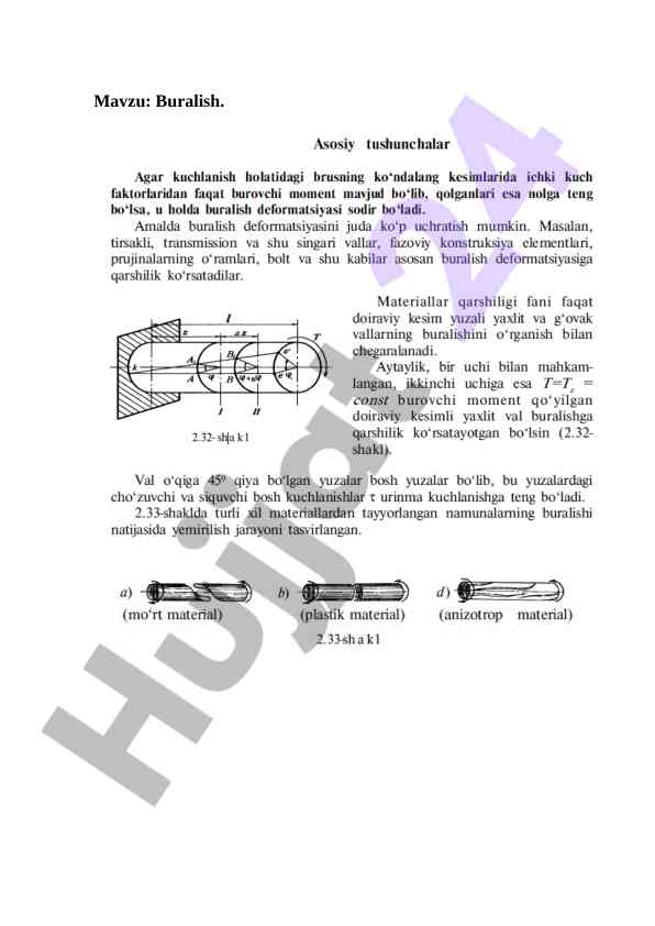 Buralish mavzusi bo'yicha kurs ishlari
