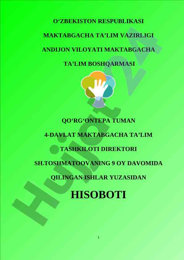 Andijon viloyati maktabgacha ta’lim hisoboti 2020-2021