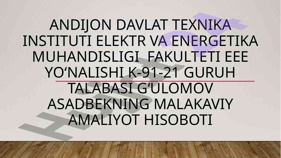 30 tonnalik press apparati haqida hisobot
