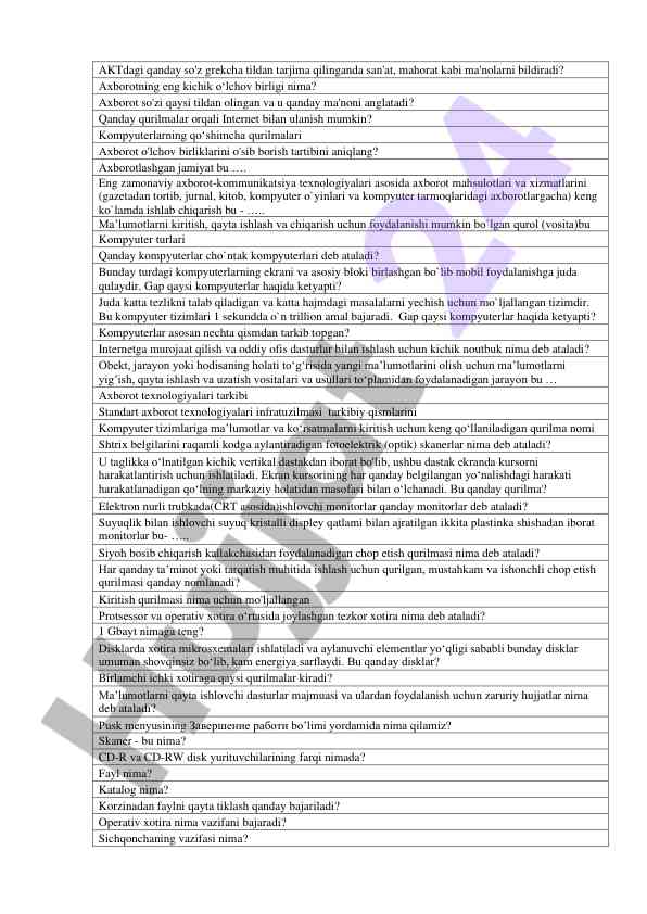Axborot texnologiyalari va kompyuter turlari