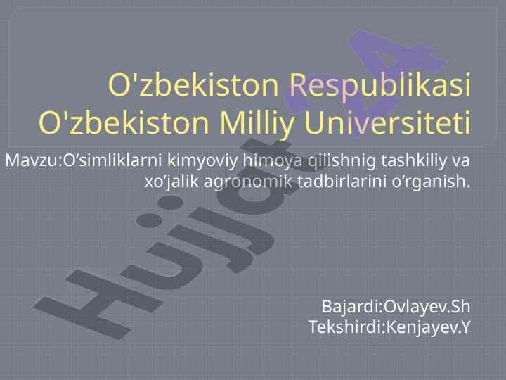 O’simliklarni kimyoviy himoya qilish tadbirlari