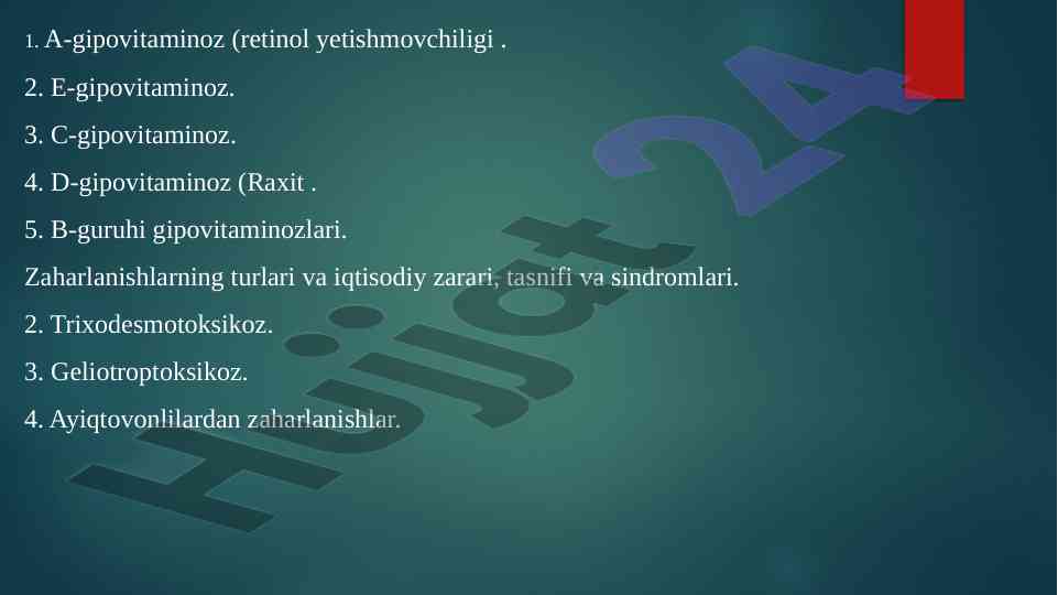 A-gipovitaminoz tahlili va davolash osonliklari