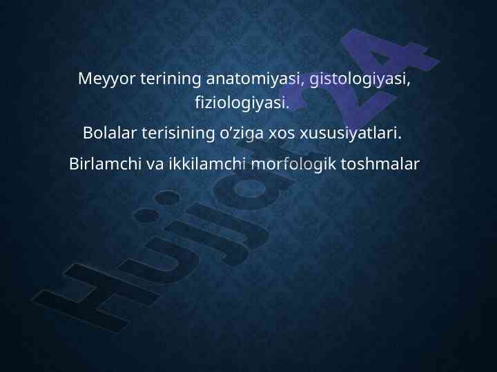 Meyyor terining anatomiyasi va fiziologiyasi