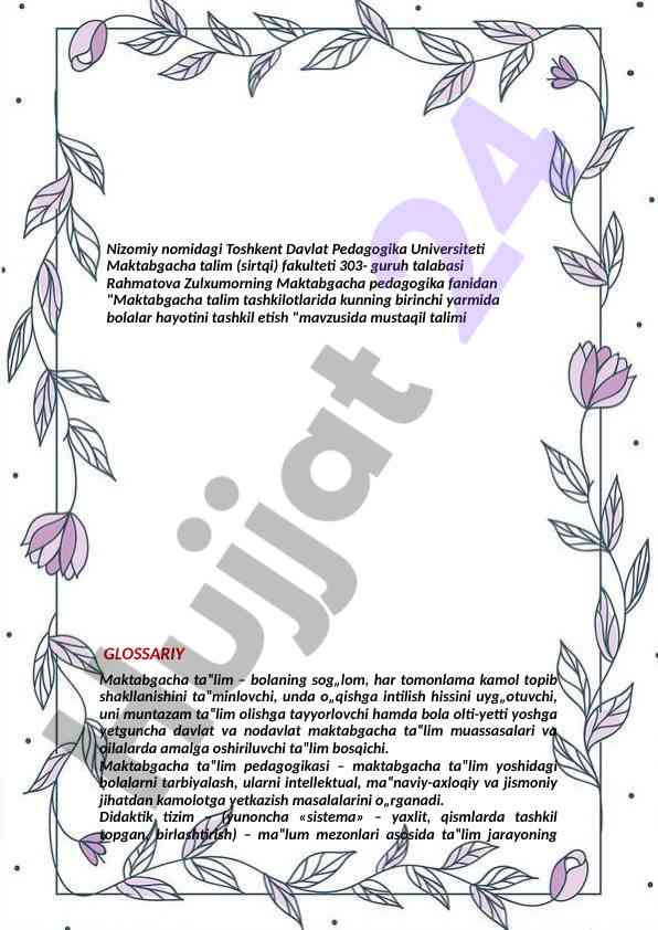 Maktabgacha ta'lim tashkilotlarida bolalar hayoti