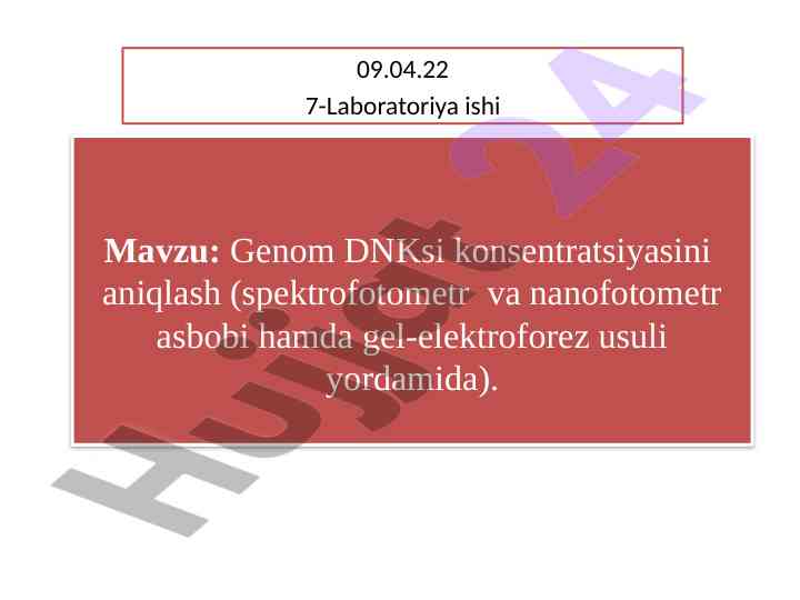 Genom dnksi konsentratsiyasini aniqlash usullari
