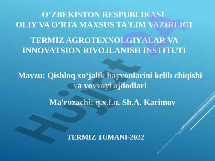 Qishloq xo‘jalik hayvonlari va ularning yovvoyi ajdodlari