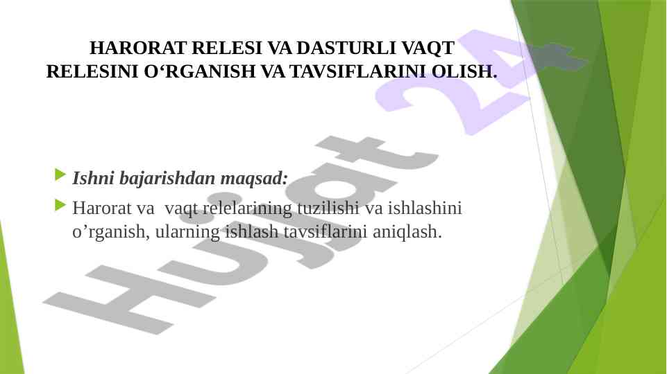 Harorat relelarining tuzilishi va ishlash tavsiflari
