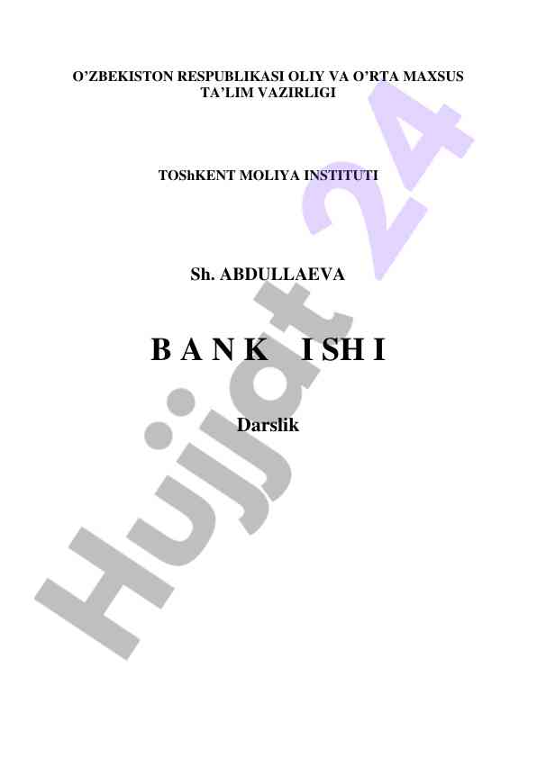 Bank ishi darslik o‘quv dasturi