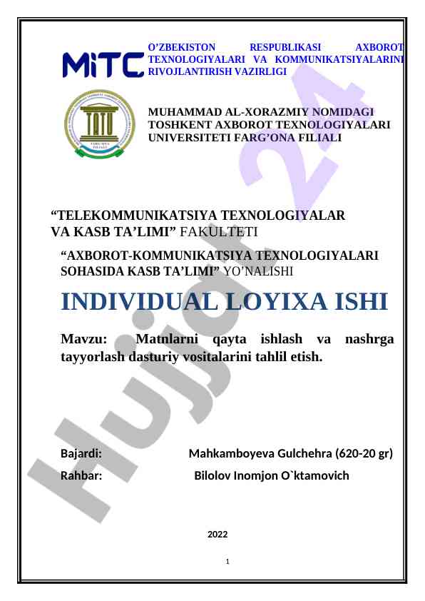 Matnlarni qayta ishlash dasturiy vositalarini tahlil