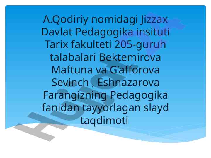Komenskiyning pedagogik qarashlari haqida slayd