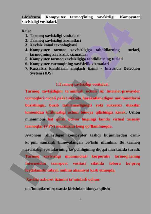 Kompyuter tarmoq xavfsizligi vositalari bilan tanishing