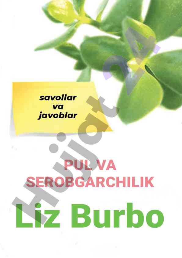 Pul va serobgarchilik savollar va javoblar