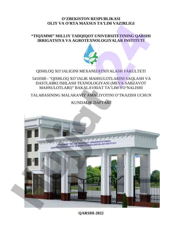 Qishloq xo‘jalik mahsulotlarini saqlash va dastlabki ishlash