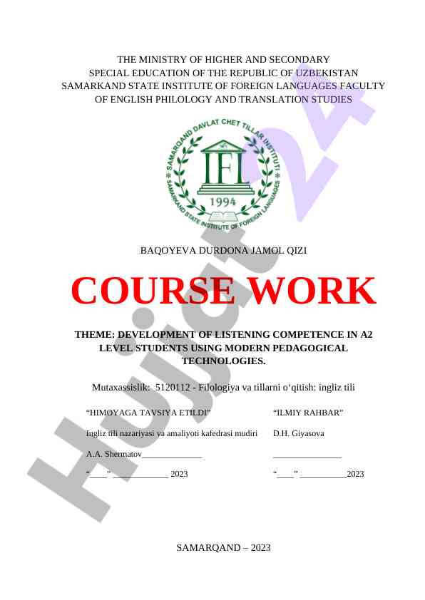 Development of listening competence in a2 level students