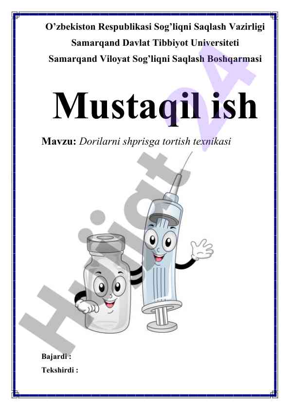 Dorilarni shprisga tortish texnikasi