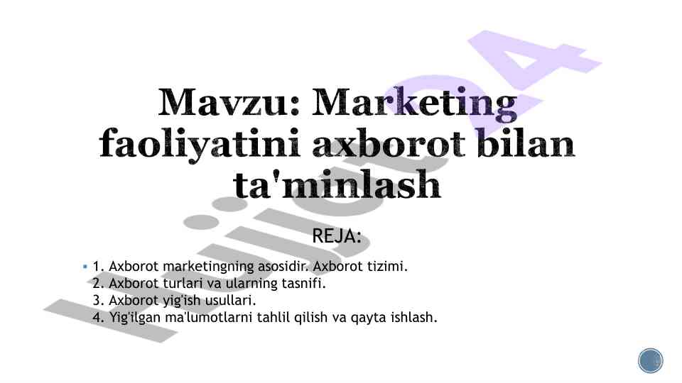 Axborot marketingi tizimining asosiy jihatlari