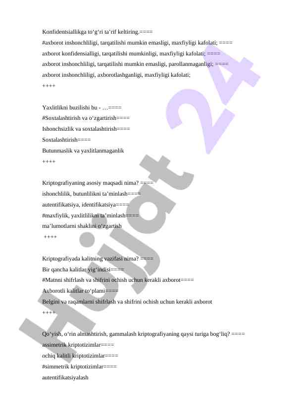 Kriptografiya asoslari va maqsadlari