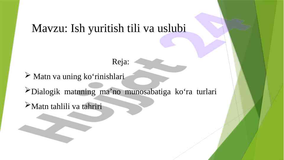 Ish yuritish tili va uslubi tahlili