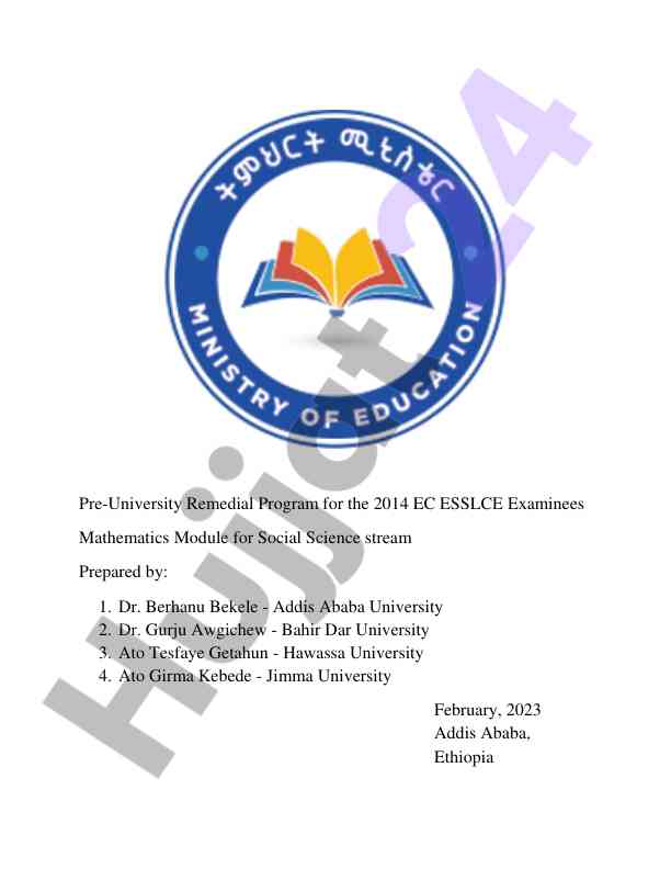 Mathematics module outline for social sciences students