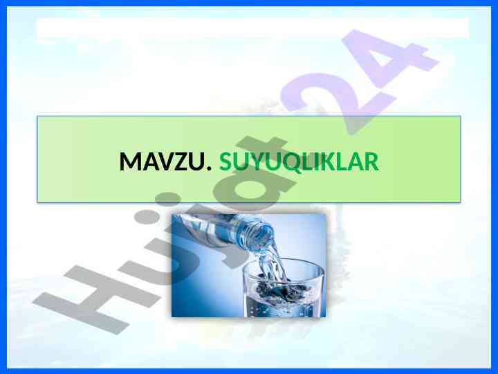 Suyuqliklarning xususiyatlari va hajmi o‘zgarishi