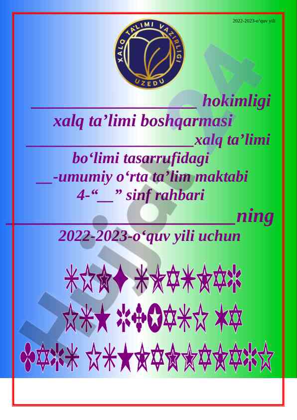 Sinf rahbarining ta’lim-tarbiya jarayoni
