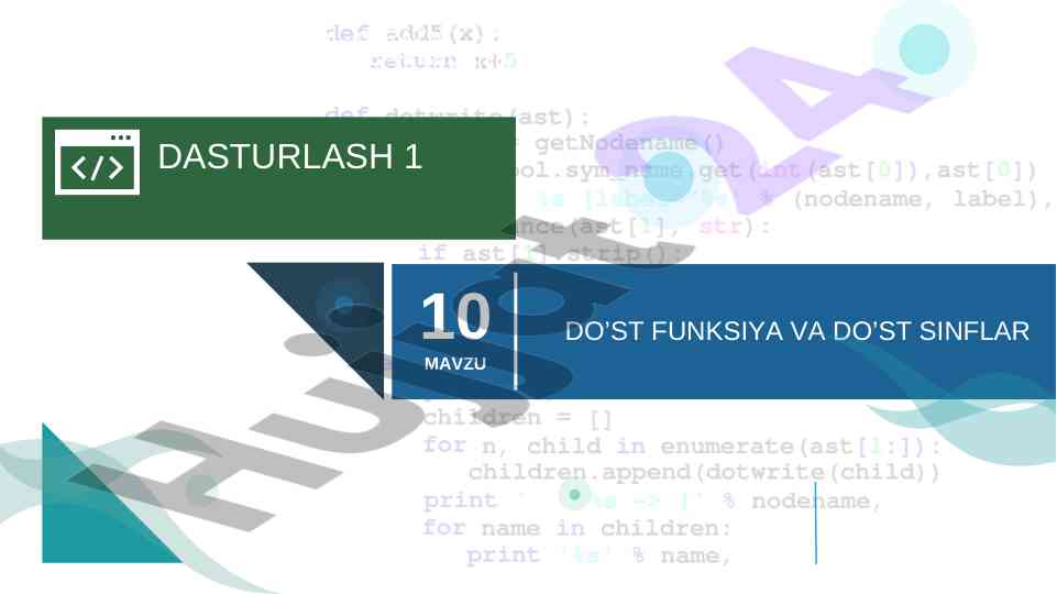 Do‘st funksiyalar va do‘st sinflar bo‘yicha ma'ruzalar
