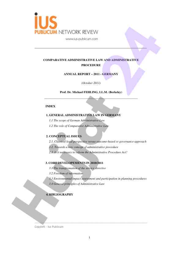 Comparative administrative law and procedure report 2011