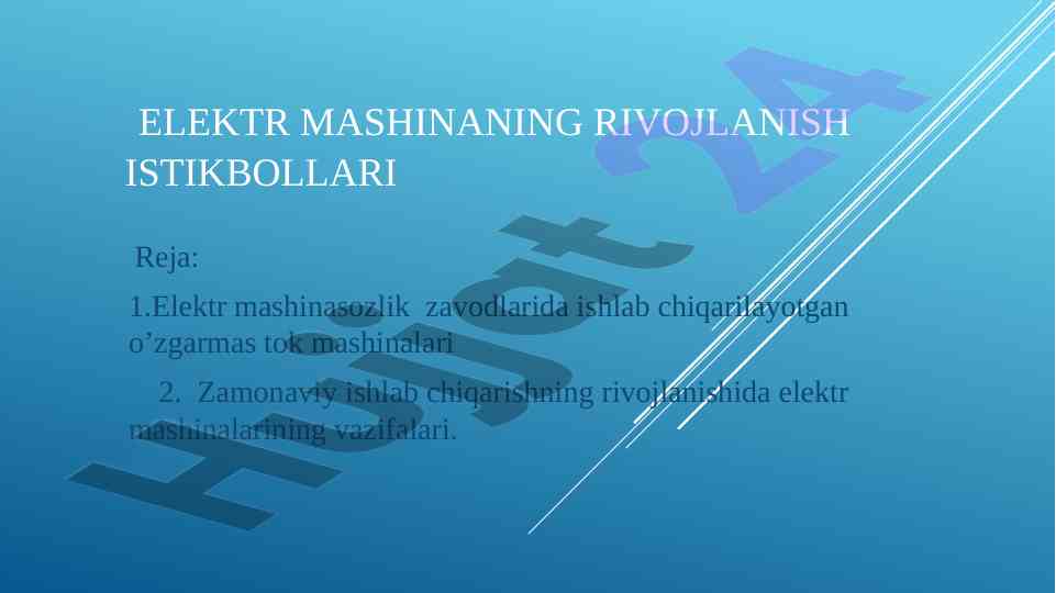 Elektr mashinaning rivojlanish istiqbollari