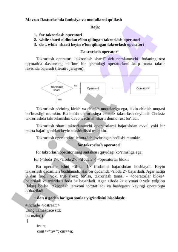 Dasturlashda funksiya va modullarni qo‘llash