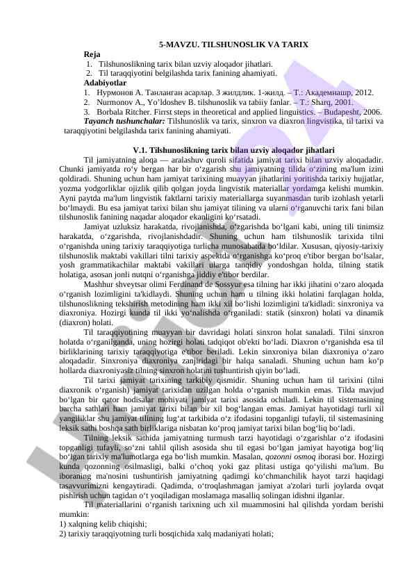 Tilshunoslik va tarix o‘rtasidagi aloqalar