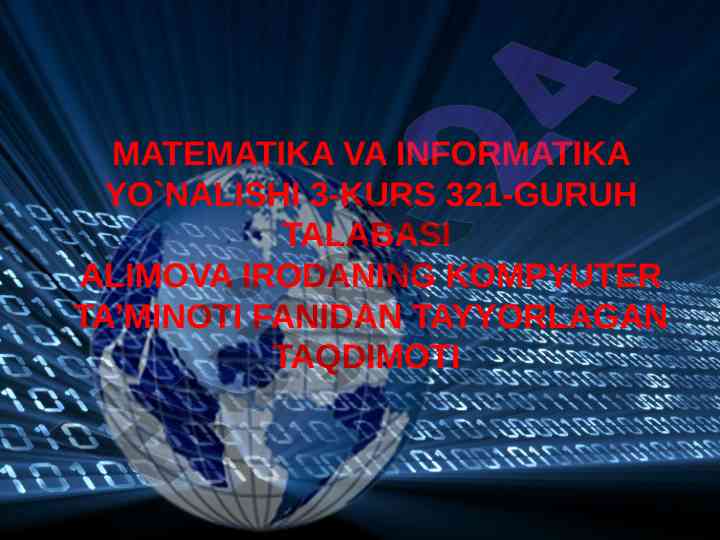 Asosiy kompyuter ta'minoti taqdimoti