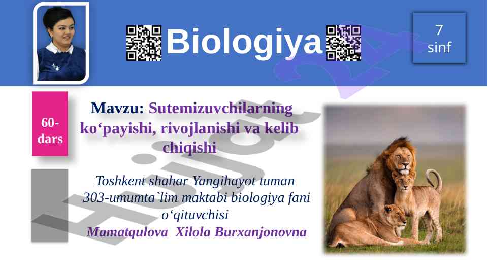 Sutemizuvchilarning ko‘payishi va rivojlanishi
