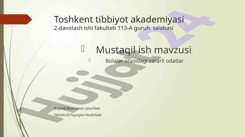 Bolalar orasidagi zararli odatlar tahlili
