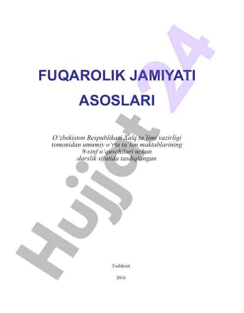 Fuqarolik jamiyati asoslari darsligi 9-sinf uchun