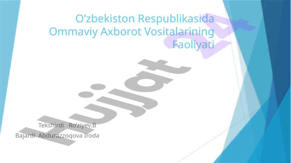 O'zbekiston ommaviy axborot vositalari faoliyati