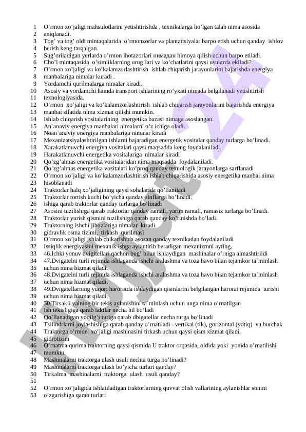 O’rmon xo’jaligi mahsulotlarini yetishtirish texnologiyalari