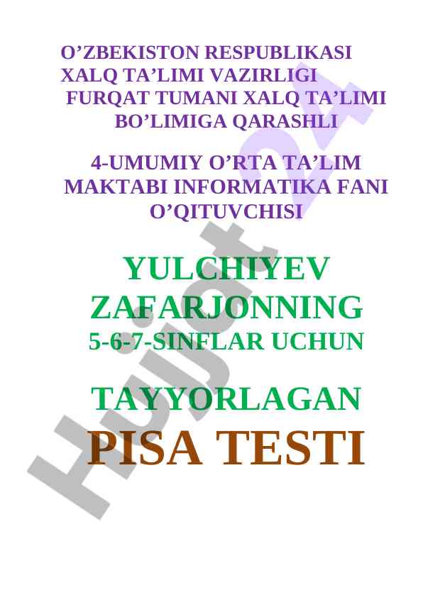 Pisa testi tayyorlash bo'yicha ko'rsatmalar