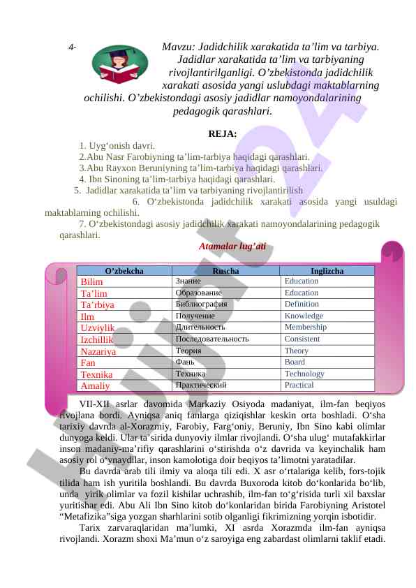 Jadidchilik xarakatida ta'lim va tarbiya